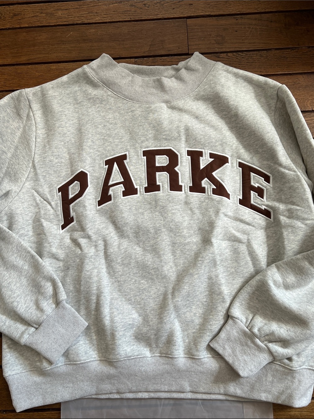 PARKE Cities Brown Texas Fleece Varsity Mockneck Size L/XL NEW IN BAG NWT RARE
